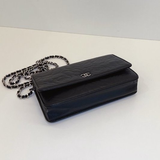 香奈兒/Chanel 黑銀山茶花WOC鏈條肩背斜背包-5