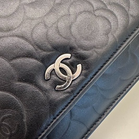 香奈兒/Chanel 黑銀山茶花WOC鏈條肩背斜背包-11