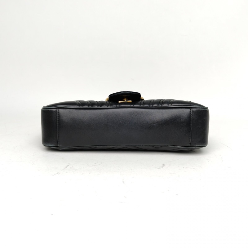 GUCCI GGMarmont肩背包中號31黑色牛皮金扣-3