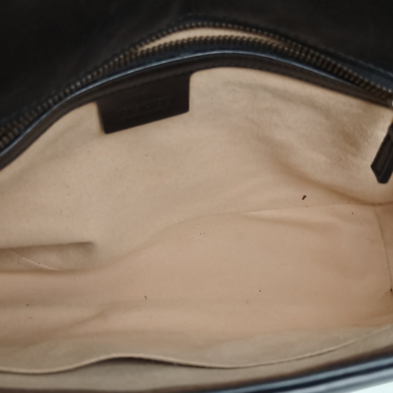 GUCCI GGMarmont肩背包中號31黑色牛皮金扣-5