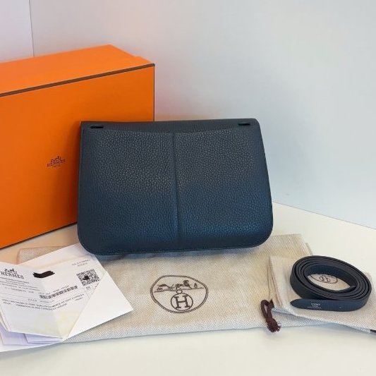 閒置新 Hermes愛馬仕 Halzan25馬蹄郵差包 鬆柏綠拼薄荷綠 TC皮銀扣-1