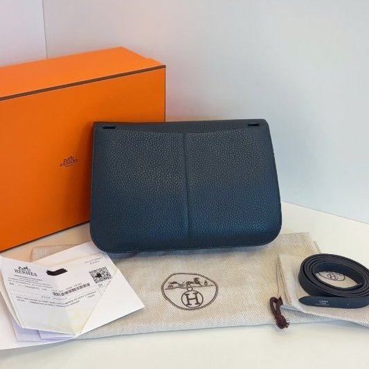 閒置新 Hermes愛馬仕 Halzan25馬蹄郵差包 鬆柏綠拼薄荷綠 TC皮銀扣-7