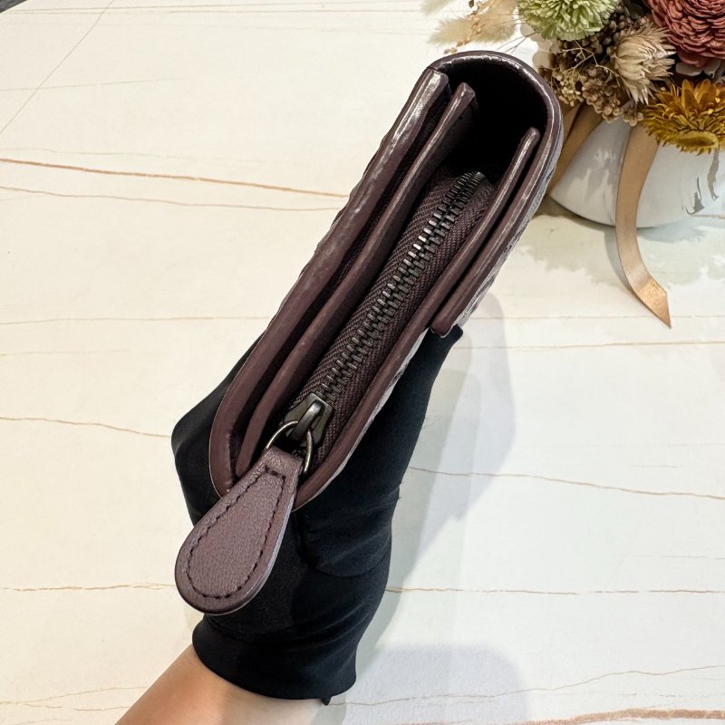 *SHIHNA名牌精品* BOTTEGA VENETA 藕紫羊皮編織長夾-3