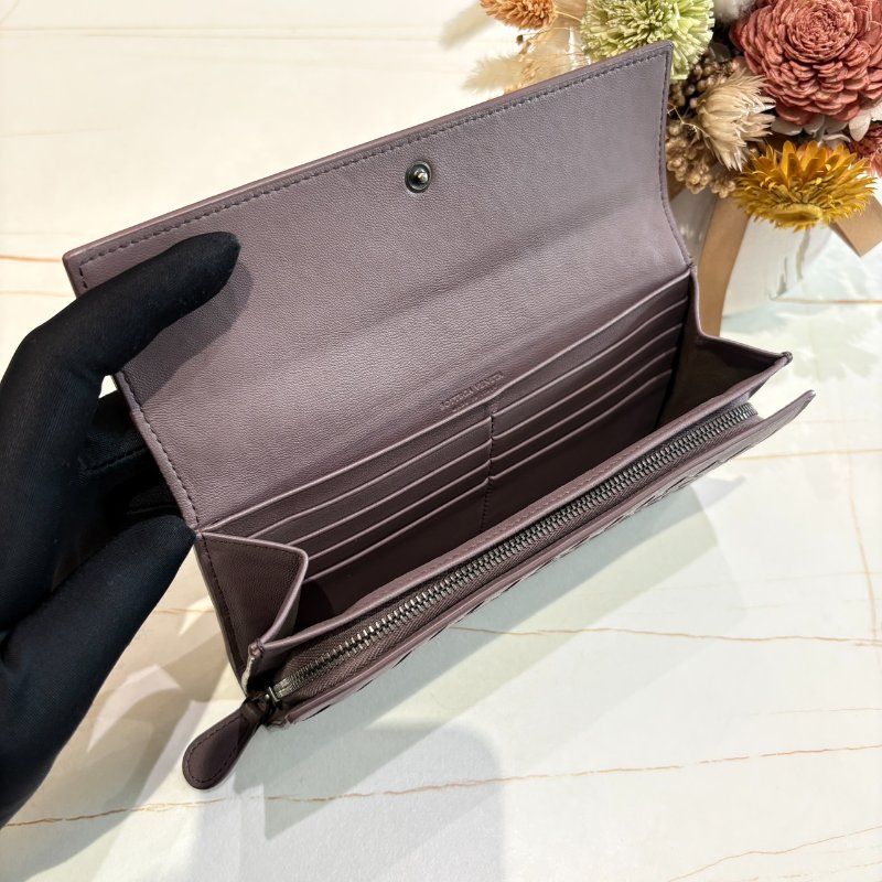 *SHIHNA名牌精品* BOTTEGA VENETA 藕紫羊皮編織長夾-4