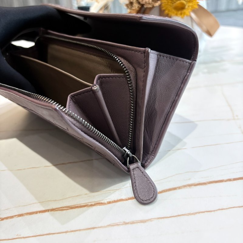 *SHIHNA名牌精品* BOTTEGA VENETA 藕紫羊皮編織長夾-6