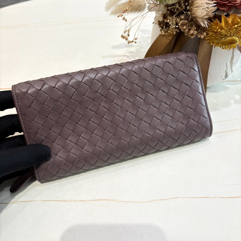 *SHIHNA名牌精品* BOTTEGA VENETA 藕紫羊皮編織長夾-7