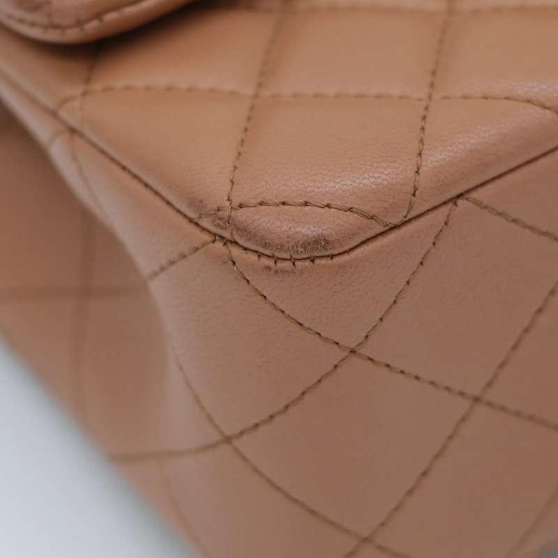 全網最低（限時特價♥️金球 CF）Chanel 香奈兒 Classic Flap CF 20cm 金球 CF 奶茶色 牛皮 金釦 鏈條包 斜背包-10