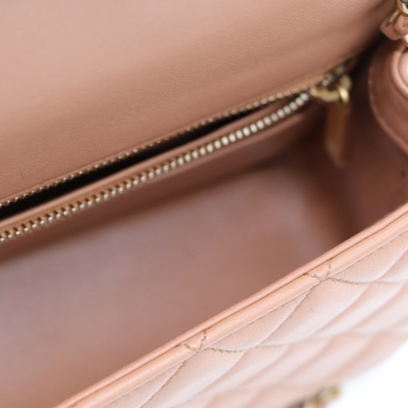 全網最低（限時特價♥️金球 CF）Chanel 香奈兒 Classic Flap CF 20cm 金球 CF 奶茶色 牛皮 金釦 鏈條包 斜背包-20