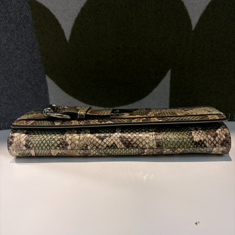 GUCCI 蟒蛇皮馬銜釦頭手拿包-3