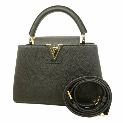 Louis Vuitton 手提包，Taurillon 皮革，Capucines BB，M24728，Noir（黑色），女士兩用包。