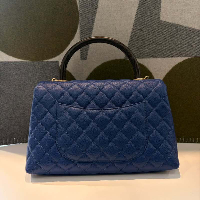 CHANEL 蜥蜴皮手把COCO Handle 28 藍-2