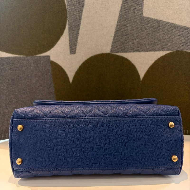 CHANEL 蜥蜴皮手把COCO Handle 28 藍-4