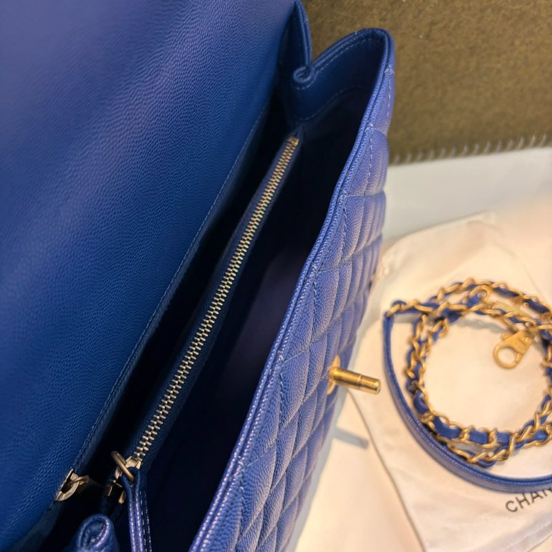 CHANEL 蜥蜴皮手把COCO Handle 28 藍-5