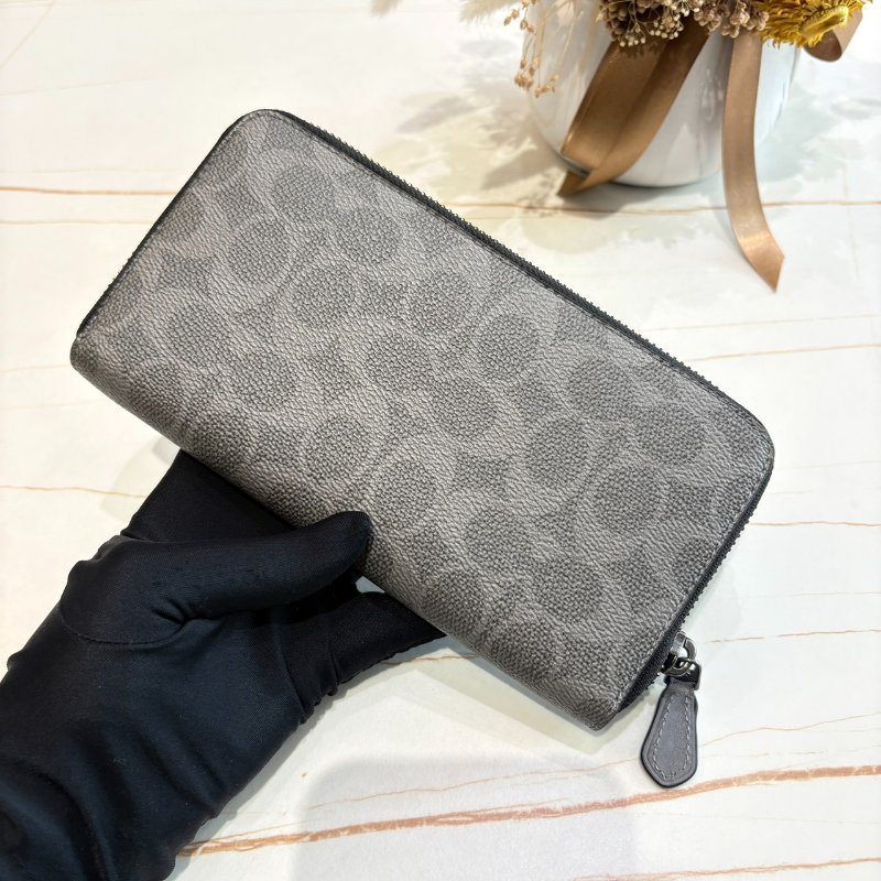 *SHIHNA名牌精品* COACH 灰色老花烙印拉鍊長夾-1