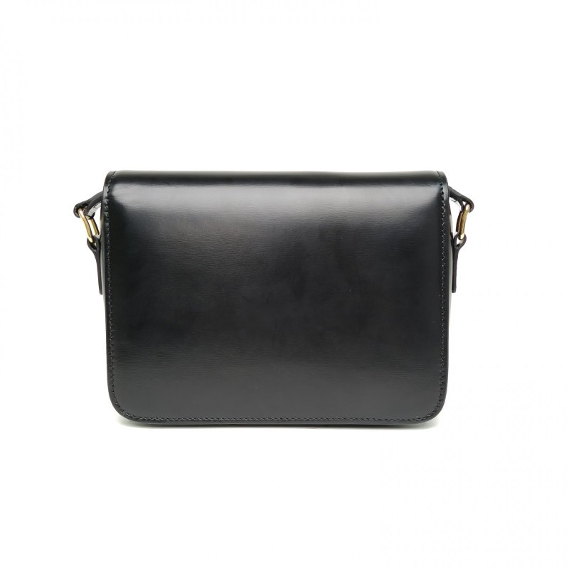 CELINE Triomphe凱旋門金屬鎖扣Teen黑色牛皮金扣肩背包-2