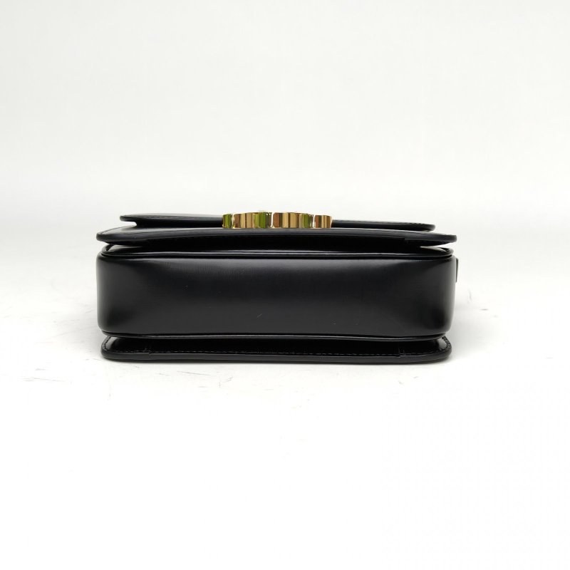 CELINE Triomphe凱旋門金屬鎖扣Teen黑色牛皮金扣肩背包-4