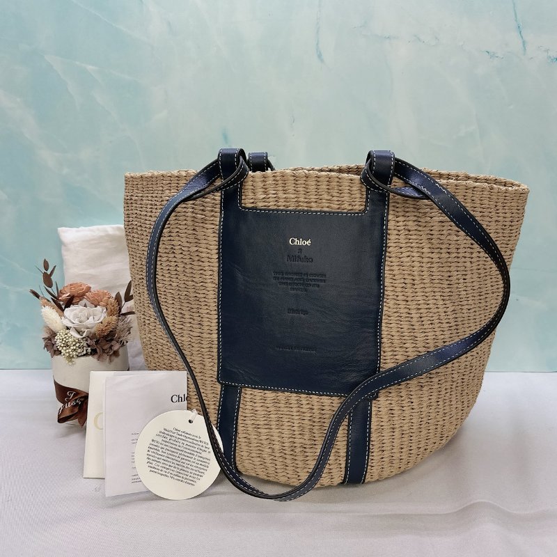 CHLOE x Mifuko聯名Woody草編托特包-0