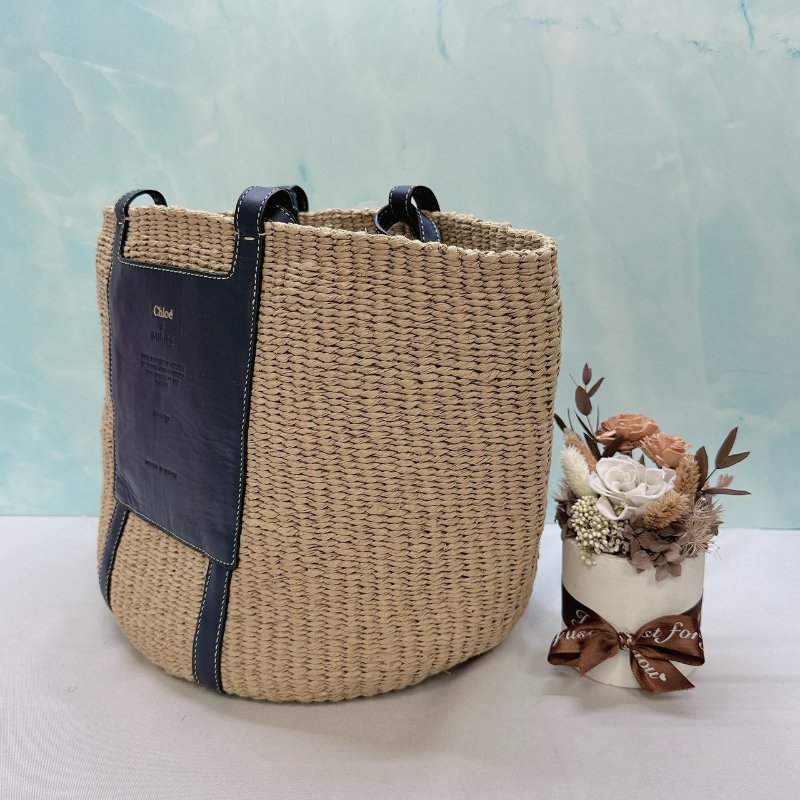 CHLOE x Mifuko聯名Woody草編托特包-2