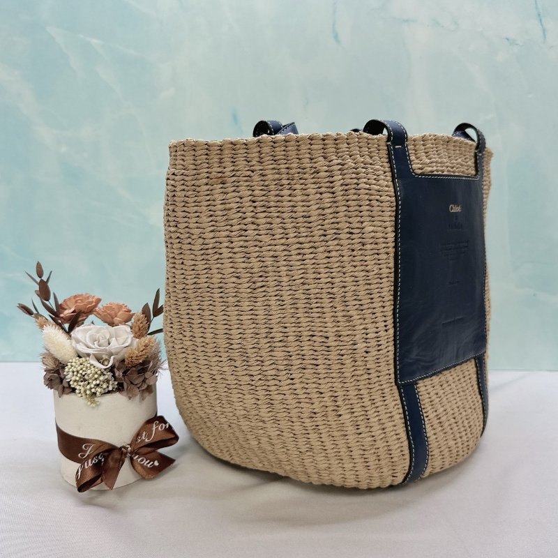 CHLOE x Mifuko聯名Woody草編托特包-3