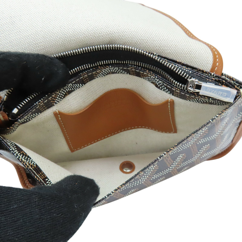 棕色 Goyardine帆布 Plume Pouch 肩背包【GOYARD 高雅德】 PLUMETPMLTY-2