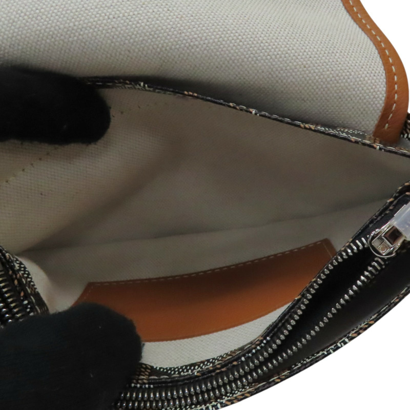 棕色 Goyardine帆布 Plume Pouch 肩背包【GOYARD 高雅德】 PLUMETPMLTY-3