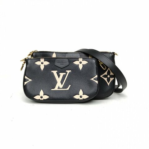 LOUIS VUITTON MultiPochette四合一黑色牛皮金扣晶片老花肩背包