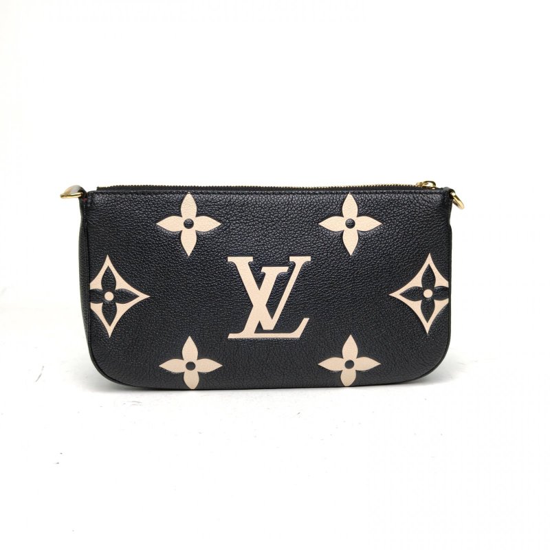 LOUIS VUITTON MultiPochette四合一黑色牛皮金扣晶片老花肩背包-2