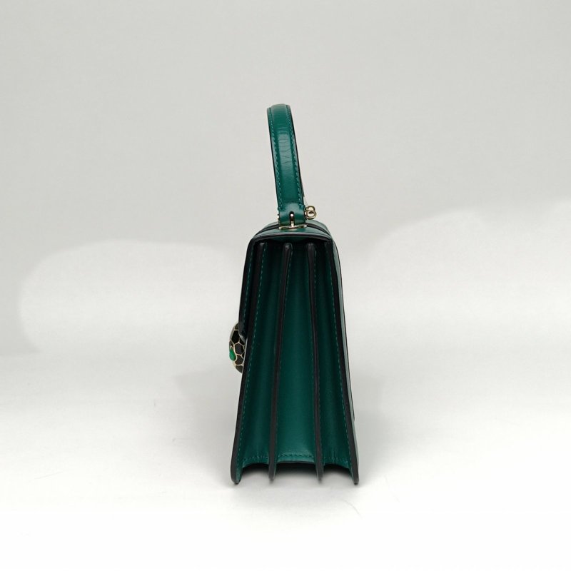 BVLGARI Serpentiforever風琴蛇頭包小號綠色牛皮肩背包-1