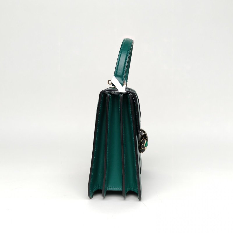 BVLGARI Serpentiforever風琴蛇頭包小號綠色牛皮肩背包-3