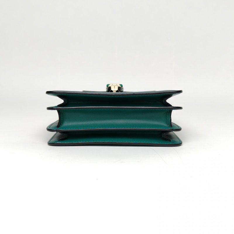 BVLGARI Serpentiforever風琴蛇頭包小號綠色牛皮肩背包-4