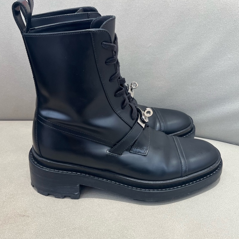 Hermes/愛馬仕 Kelly扣黑色馬丁靴-2