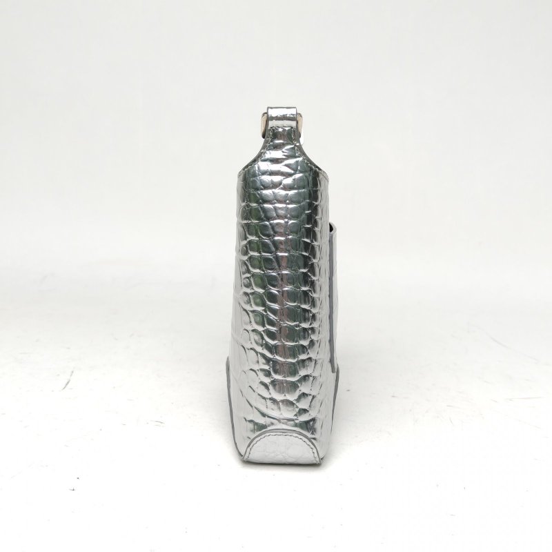 BALENCIAGA 銀色牛皮銀扣單肩包肩背包-1