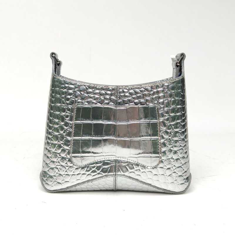 BALENCIAGA 銀色牛皮銀扣單肩包肩背包-2