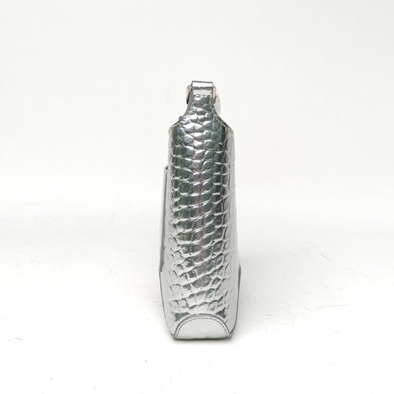 BALENCIAGA 銀色牛皮銀扣單肩包肩背包-3