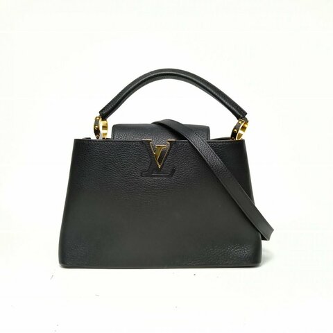 LOUIS VUITTON Capucines小號31.5黑色牛皮金扣2016肩背包