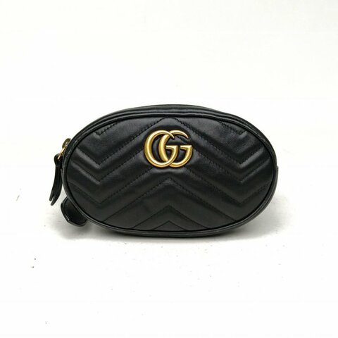 GUCCI GGMarmont腰包黑色牛皮肩背包