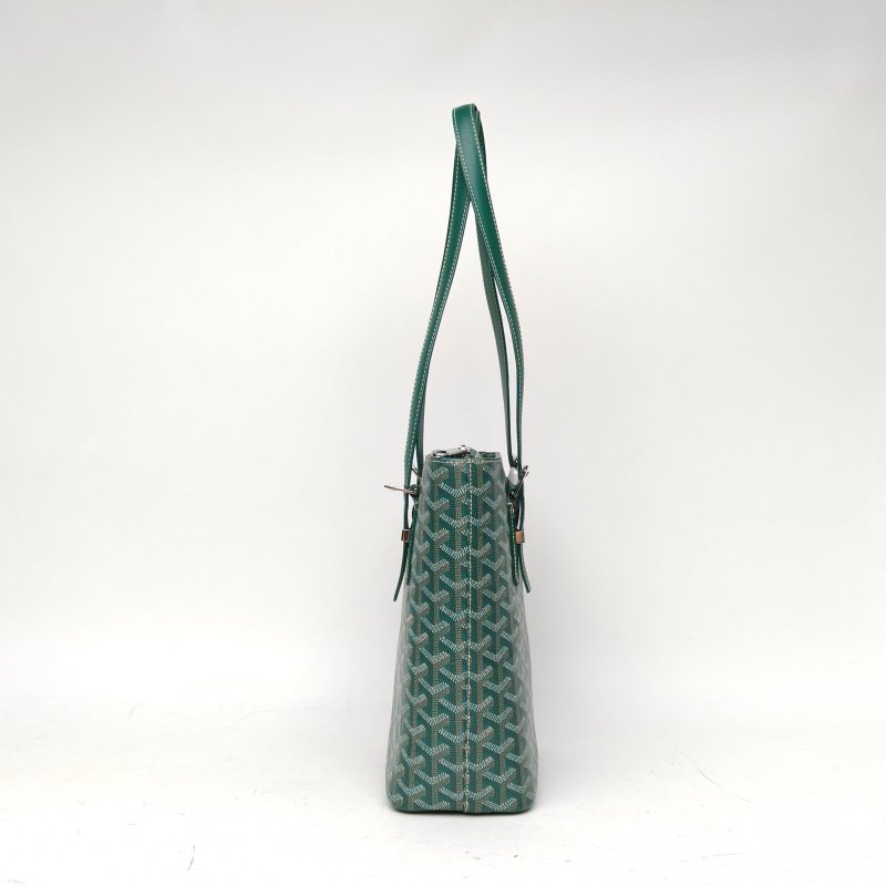 GOYARD 長耳朵水桶bella同款綠色PVC銀扣肩背包-1