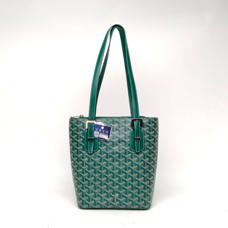 GOYARD 長耳朵水桶bella同款綠色PVC銀扣肩背包-2