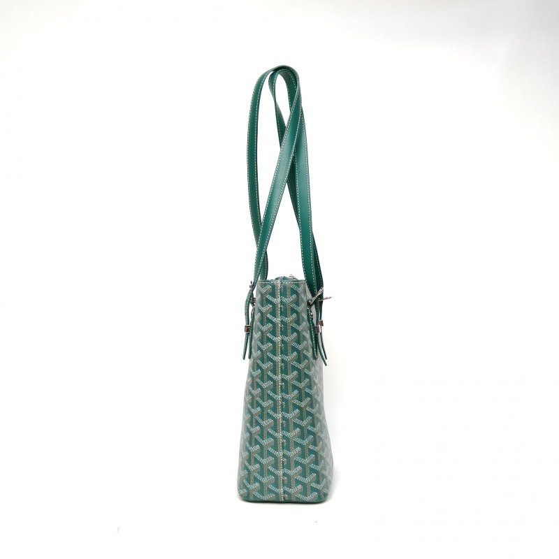GOYARD 長耳朵水桶bella同款綠色PVC銀扣肩背包-3