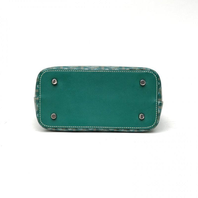 GOYARD 長耳朵水桶bella同款綠色PVC銀扣肩背包-4