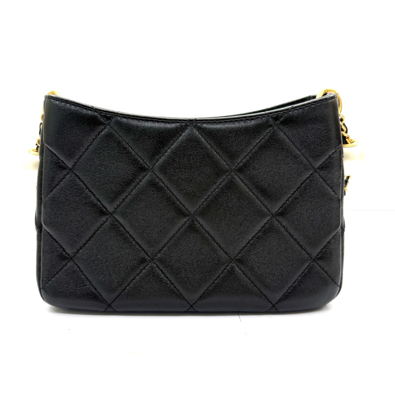 CHANEL 香奈兒 黑色羊皮金鍊珍珠肩背包 AS4859 PEARL CRUSH HOBO-1