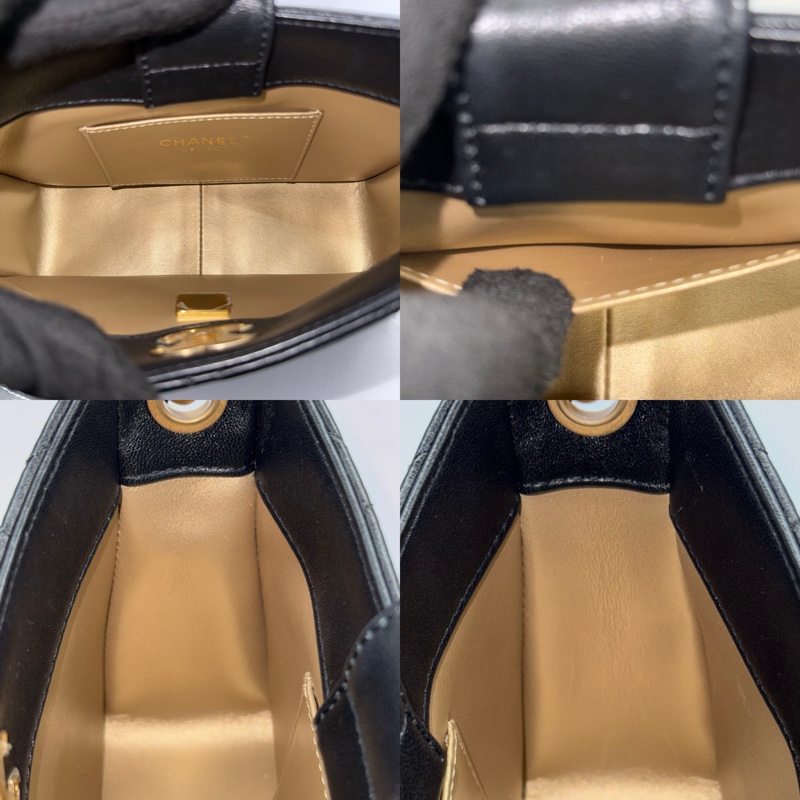 CHANEL 香奈兒 黑色羊皮金鍊珍珠肩背包 AS4859 PEARL CRUSH HOBO-6