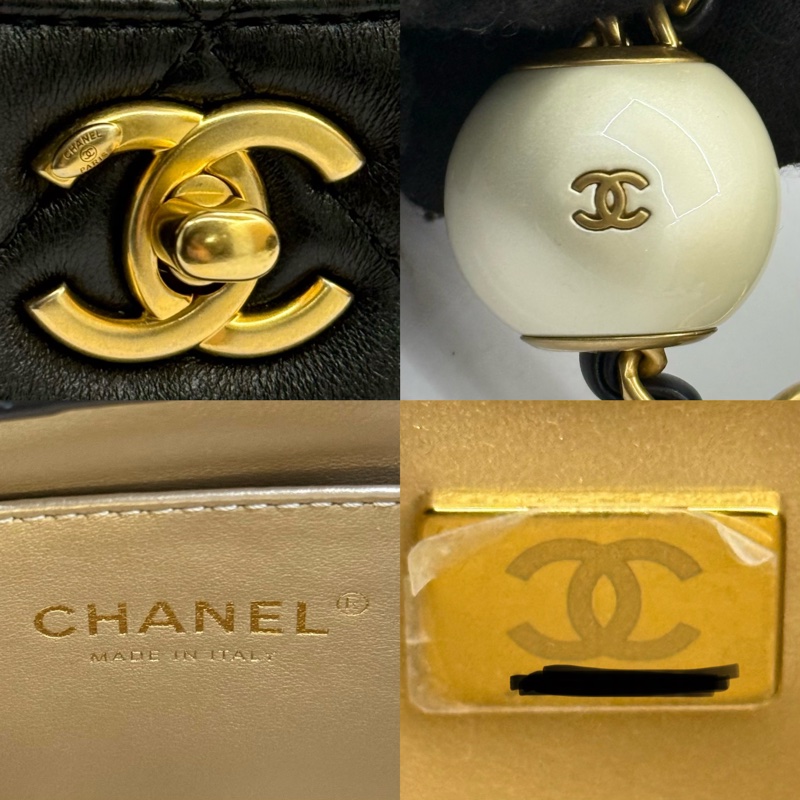 CHANEL 香奈兒 黑色羊皮金鍊珍珠肩背包 AS4859 PEARL CRUSH HOBO-7