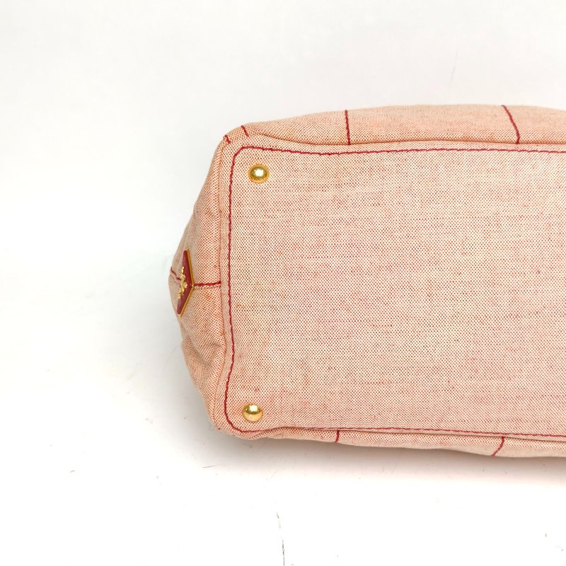 PRADA 紅色帆布丹寧手提包肩背包-4