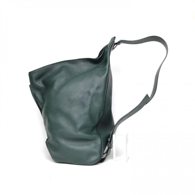 LOEWE 墨綠色牛皮Anton胸包馬書包斜挎包肩背包-1