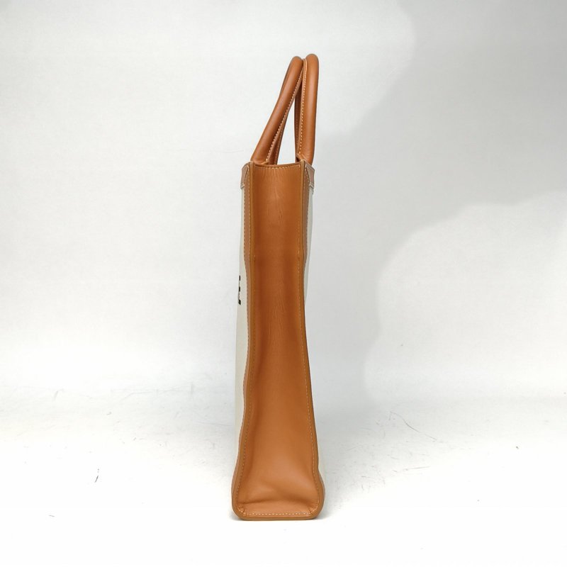 CELINE Cabas豎款手袋小號金棕色帆布肩背包-1