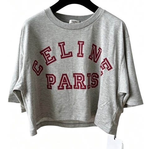 Celine瑟琳 灰色大logo短袖T恤 全新帶吊牌 S碼