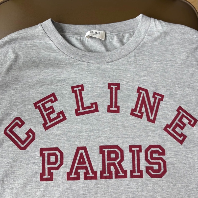 Celine瑟琳 灰色大logo短袖T恤 全新帶吊牌 S碼-1