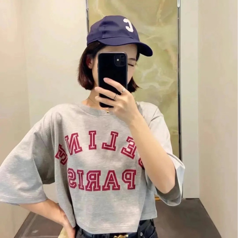 Celine瑟琳 灰色大logo短袖T恤 全新帶吊牌 S碼-5