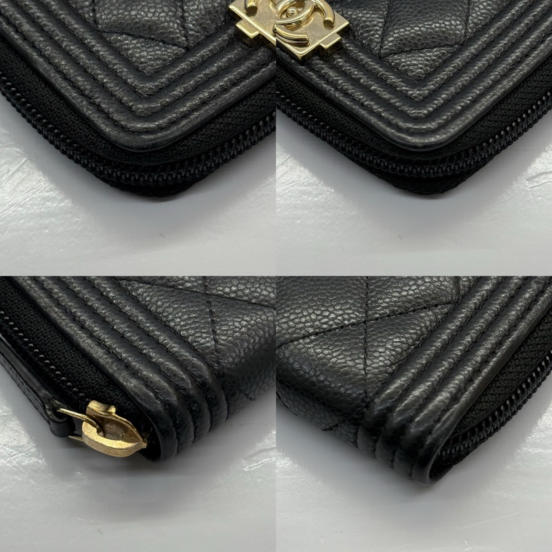 CHANEL 香奈兒 黑色BOY拉鍊卡夾-4